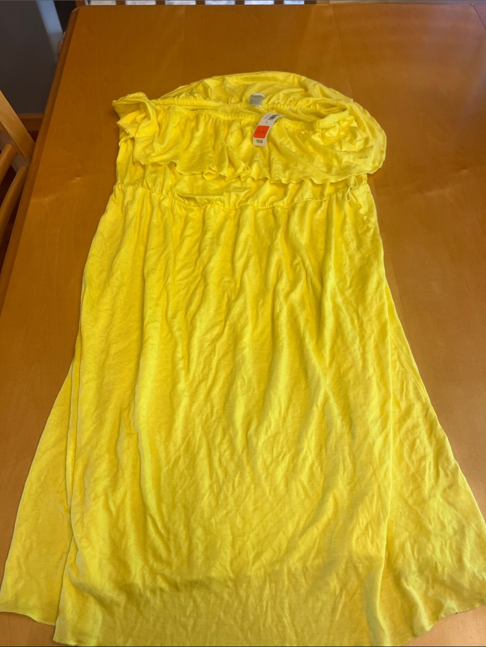 Yellow Ruffle Strapless Dress